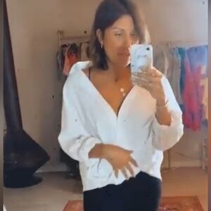 NWT Hayden Off Shoulder Button Down